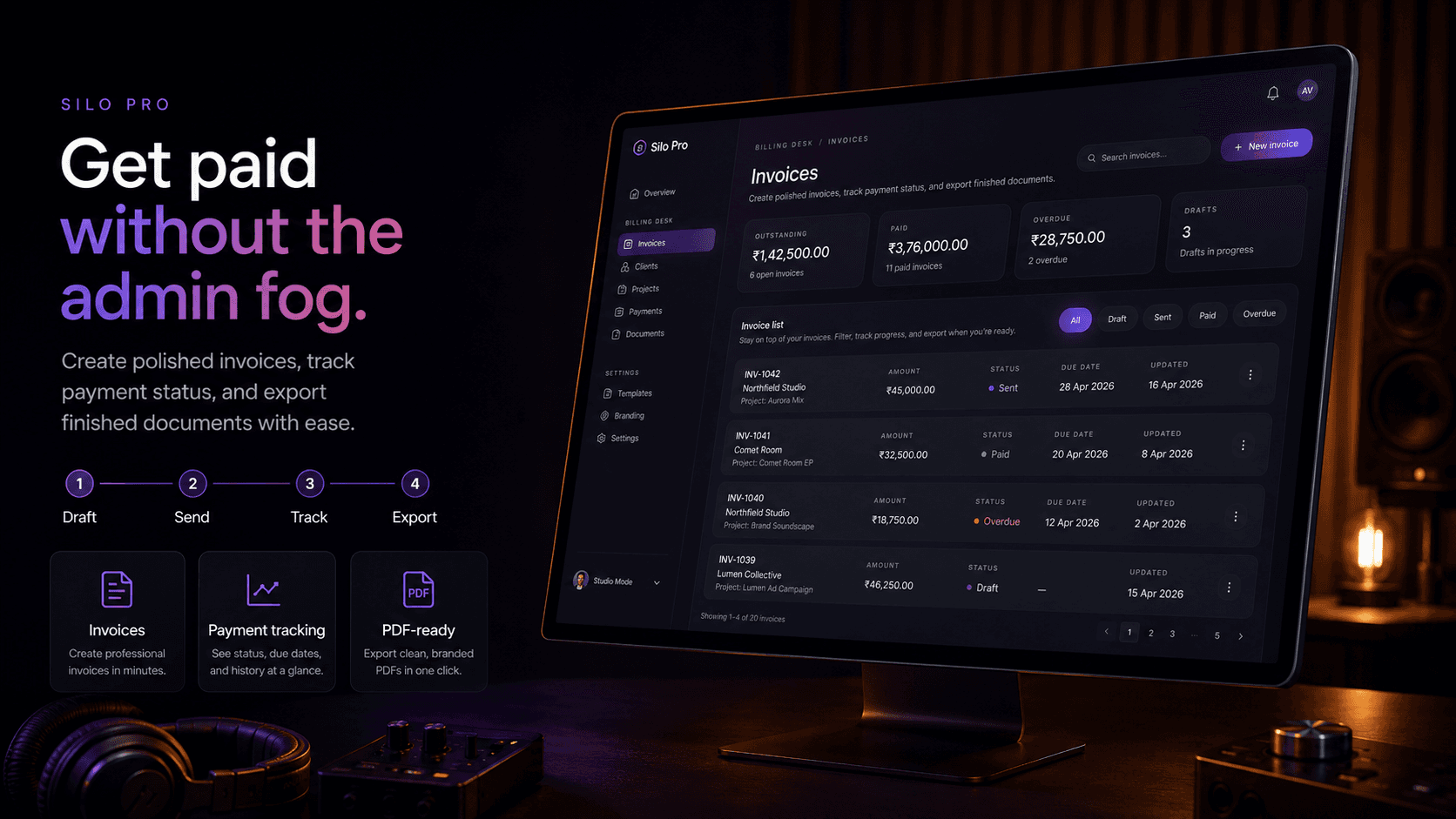 Silo Pro invoices and payments product visual