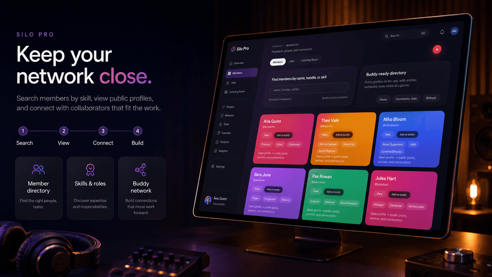 Silo Pro collaborator network product visual
