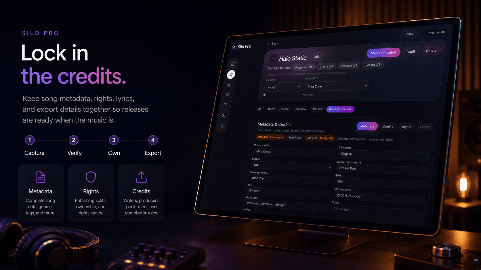 Silo Pro metadata and credits product visual