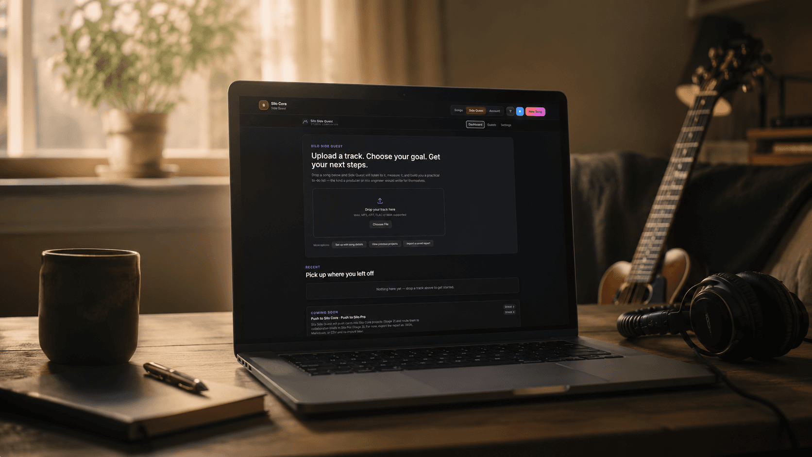 Silo Core upload workflow on a studio laptop