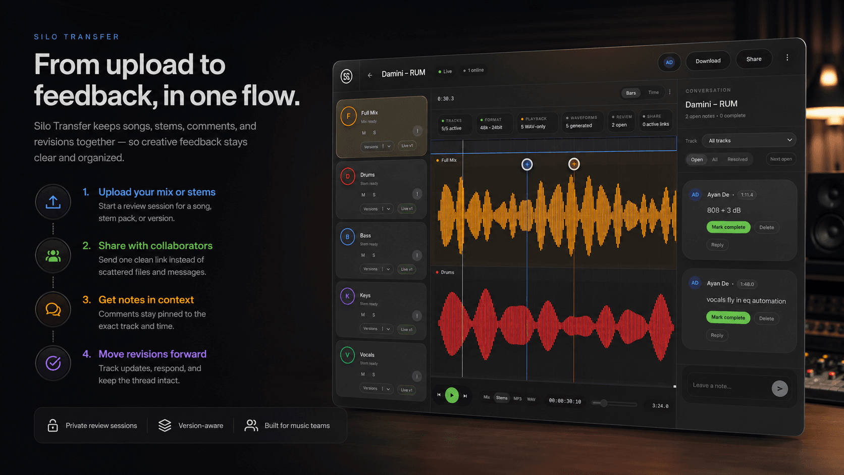 Silo Transfer upload to feedback flow