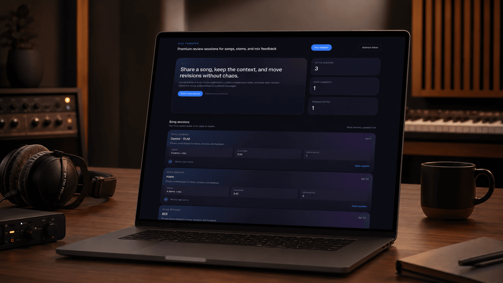Silo Transfer premium review session on a laptop